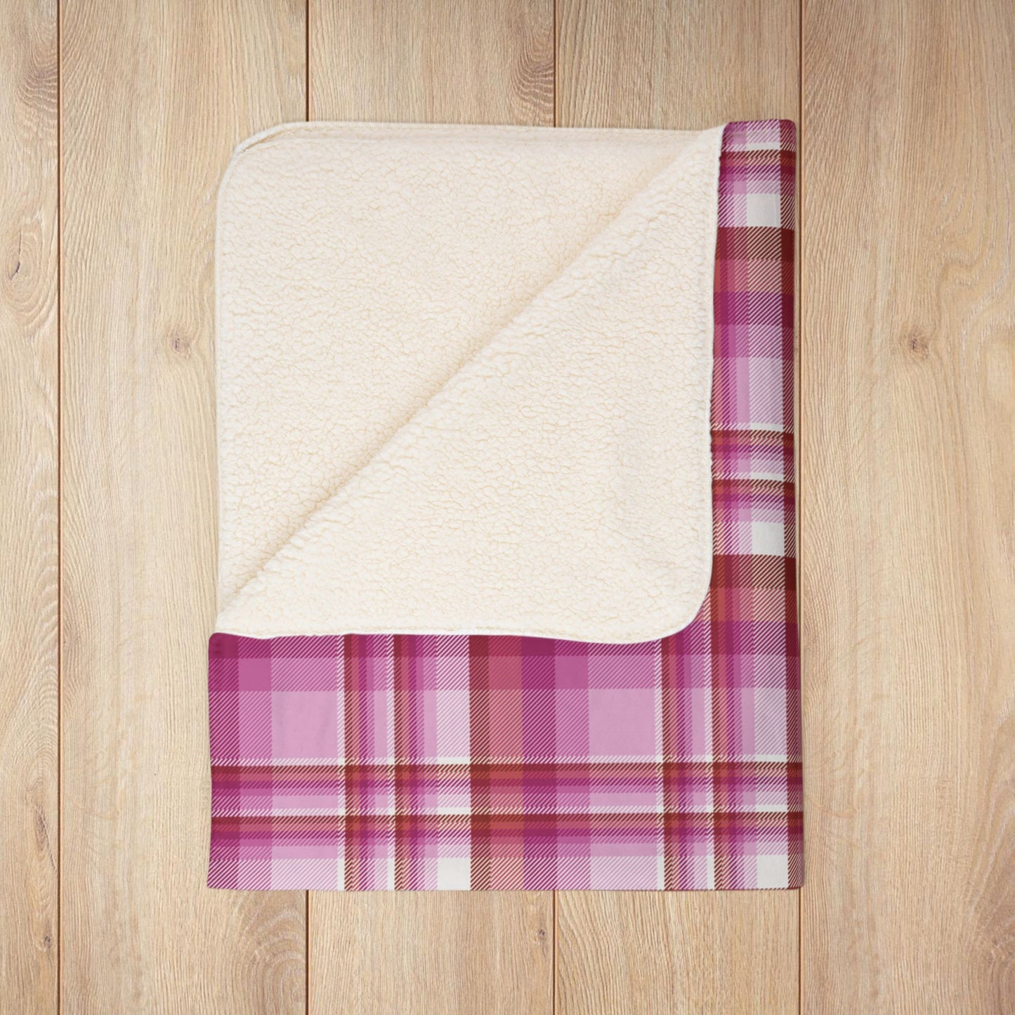 Lesbian Pink Pride Plaid Fleece Sherpa Blanket