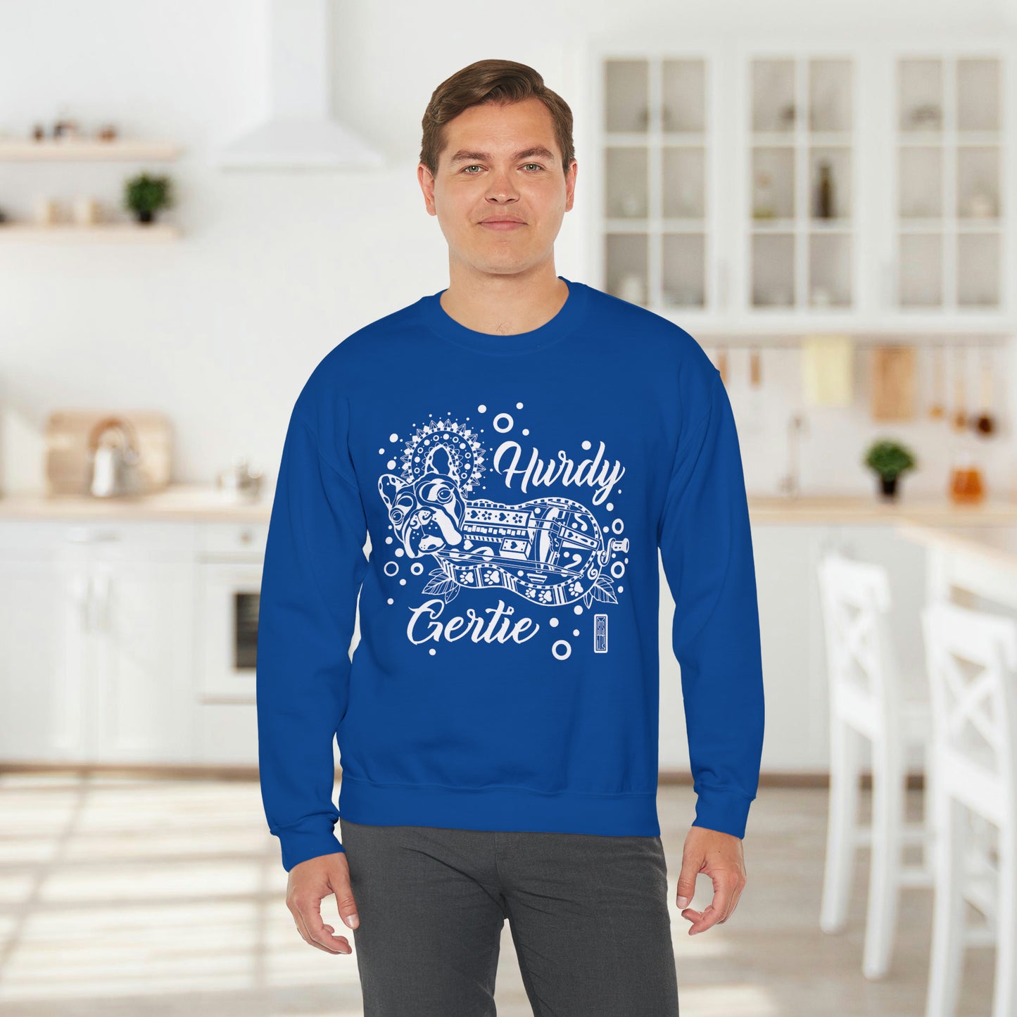 Hurdy Gertie Crew Neck Sweatshirt, Frenchton Dog Line Art Sweat Shirt
