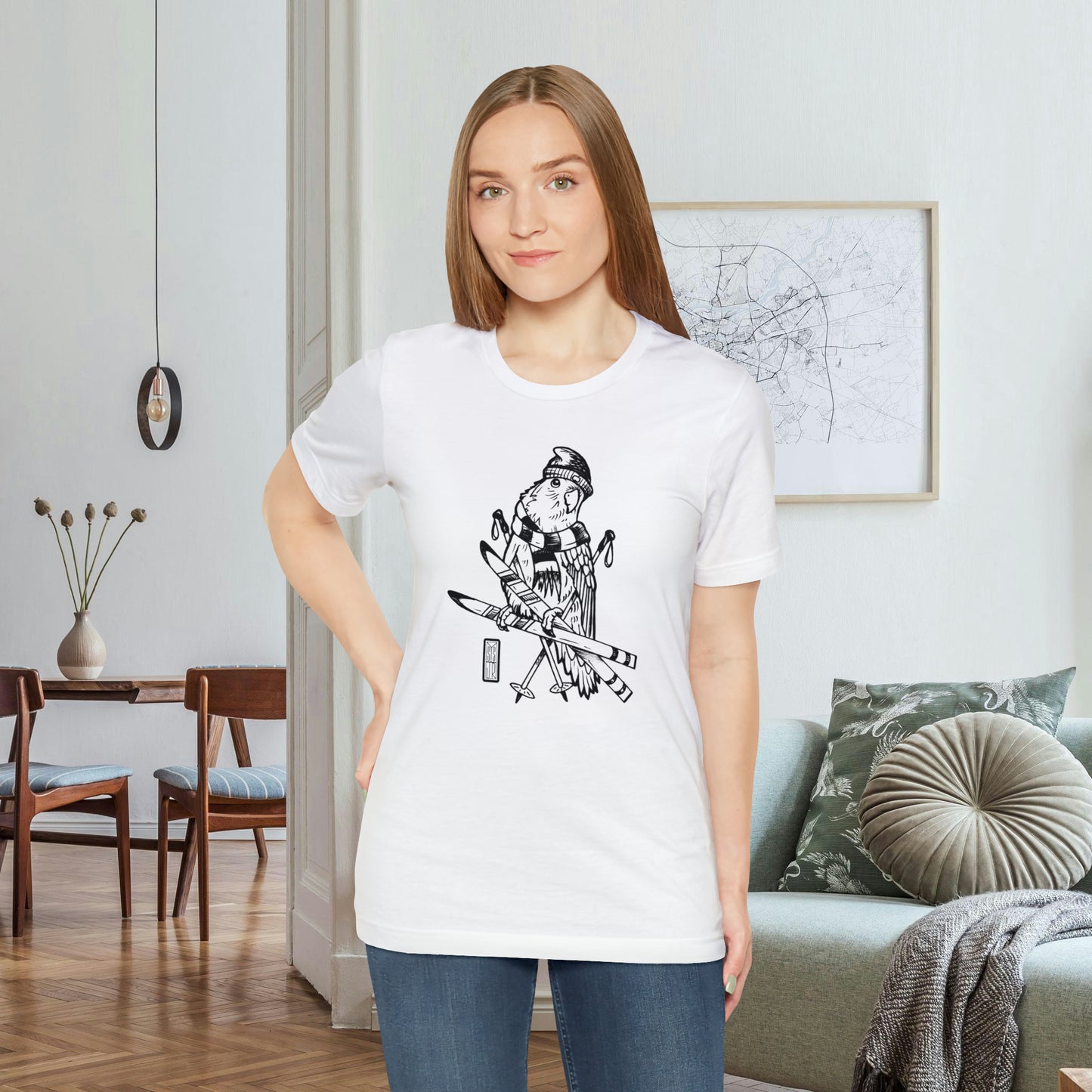 Lovebird Goes Skiing, Line Art Tee