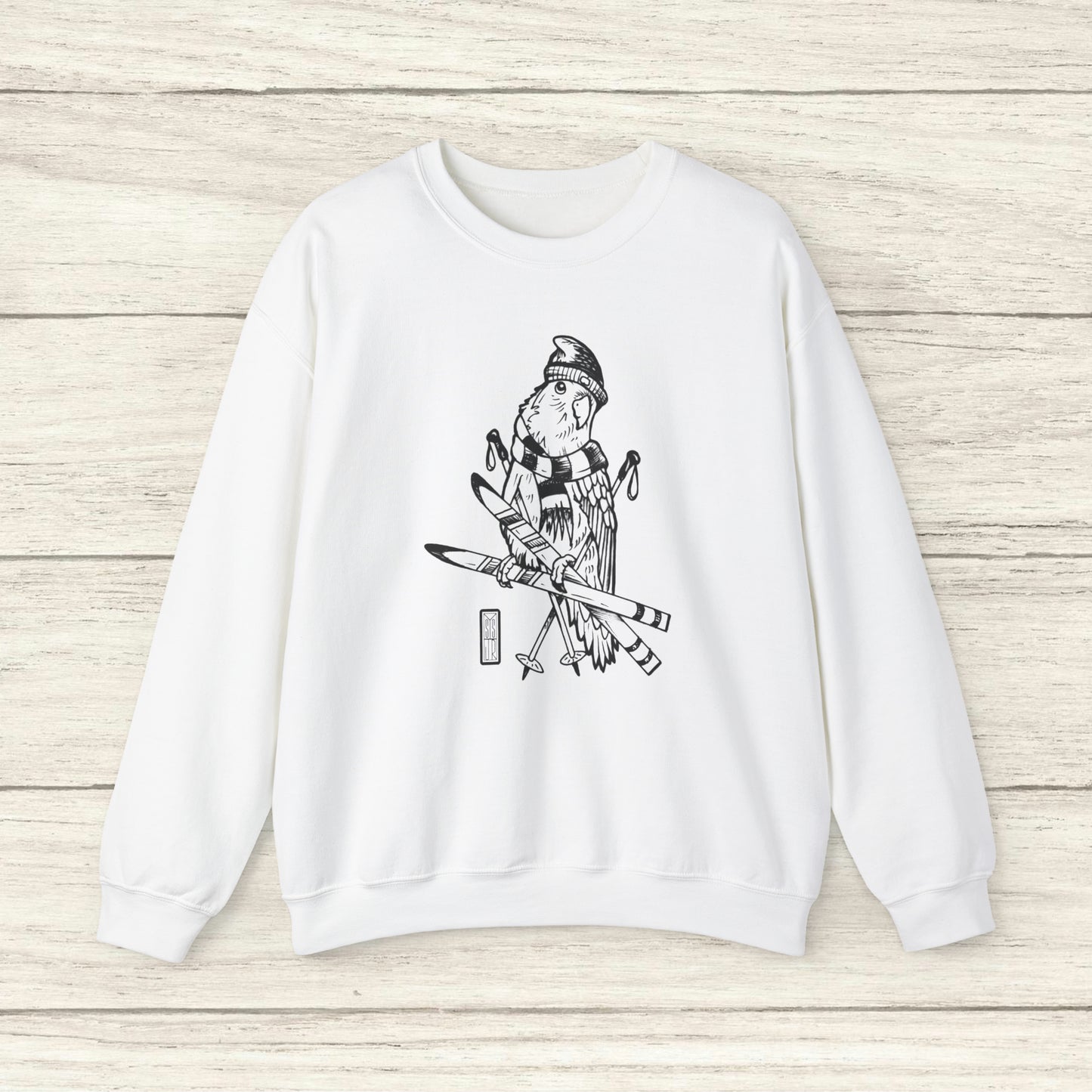 Lovebird va a esquiar, sudadera con cuello redondo Line Art
