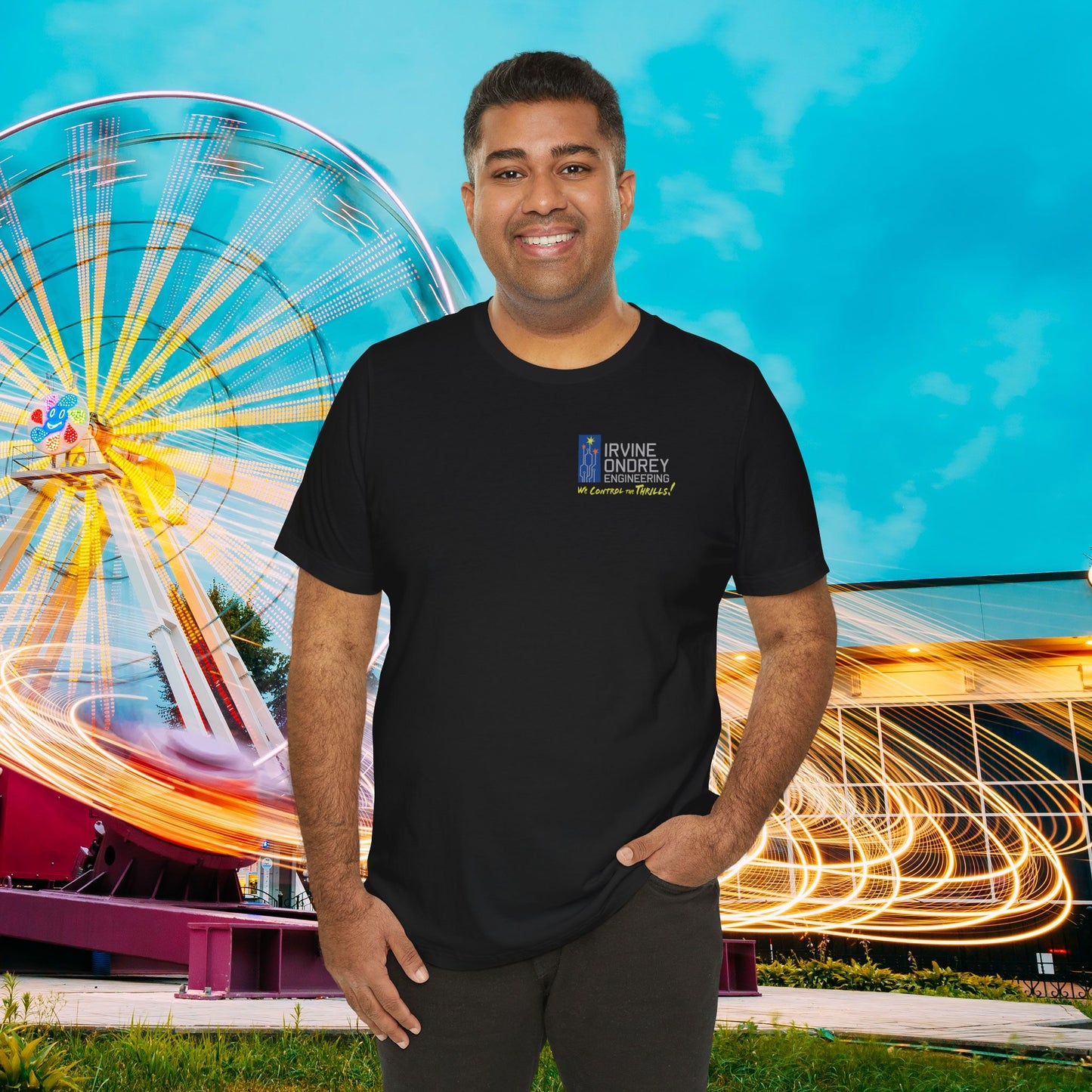 I Just Wanna Play Fascination & Ride Roller Coasters Tee (BACK graphic) • Irvine Ondrey Engineering