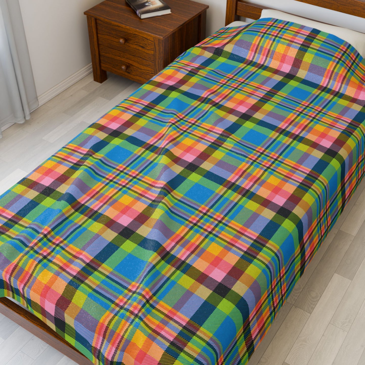 Queer Pride Plaid Velveteen Plush Blanket