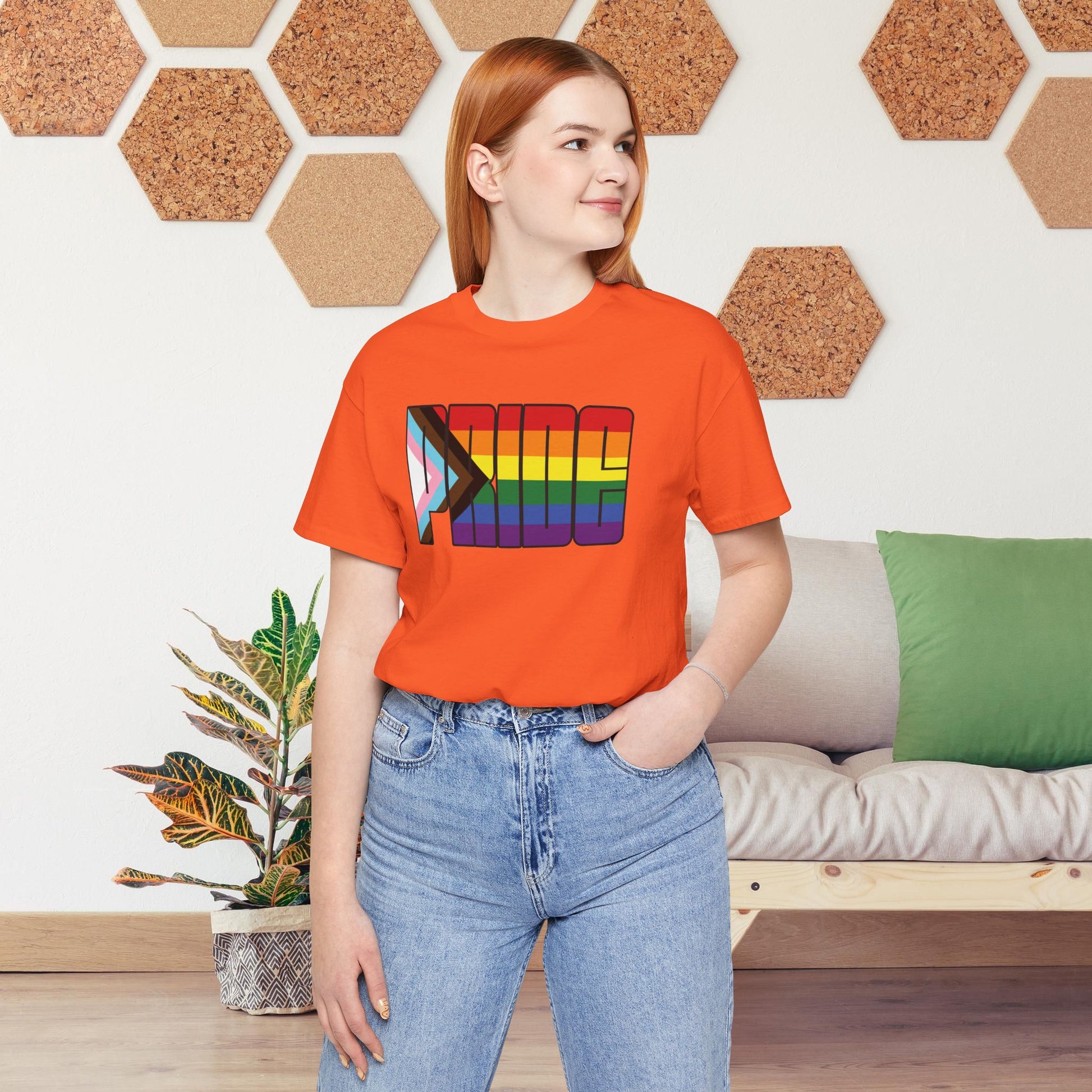 Orange Rainbow Progress Pride Tee