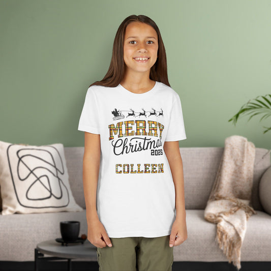 White Custom Christmas Green & Gold Green Bay WI Plaid Kids Tee Youth Pajama Top