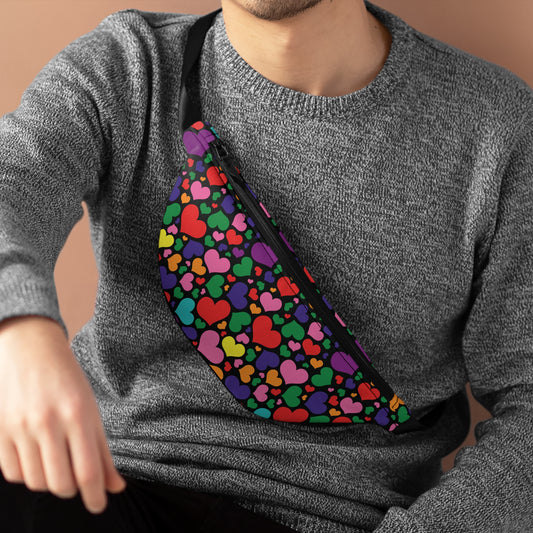 Gilbert Baker Rainbow Pride Hearts Black Fanny Pack