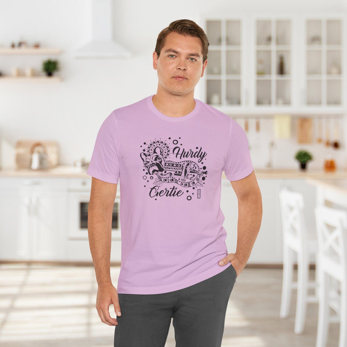 Hurdy Gertie Tee, Frenchton Dog Line Art Shirt