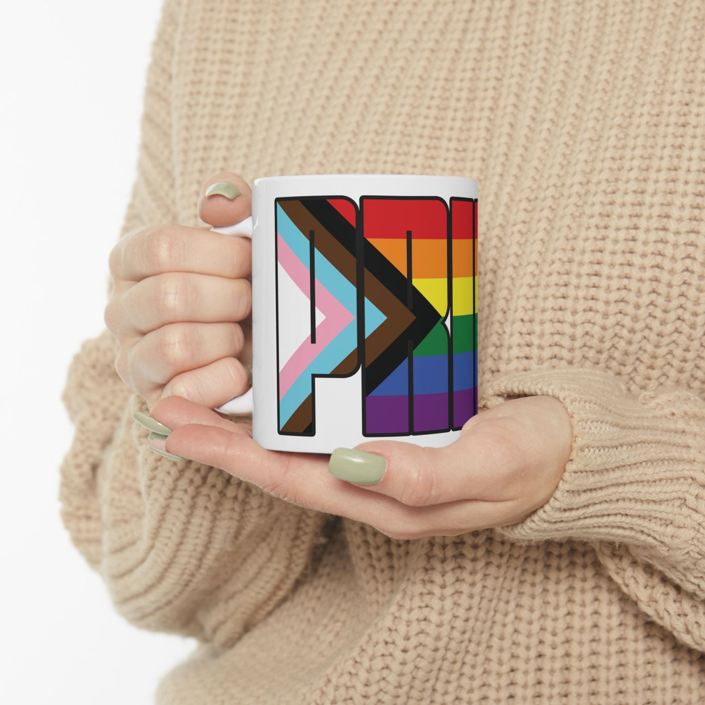 Rainbow Progress Pride 11oz or 15oz Black or White Ceramic Mug