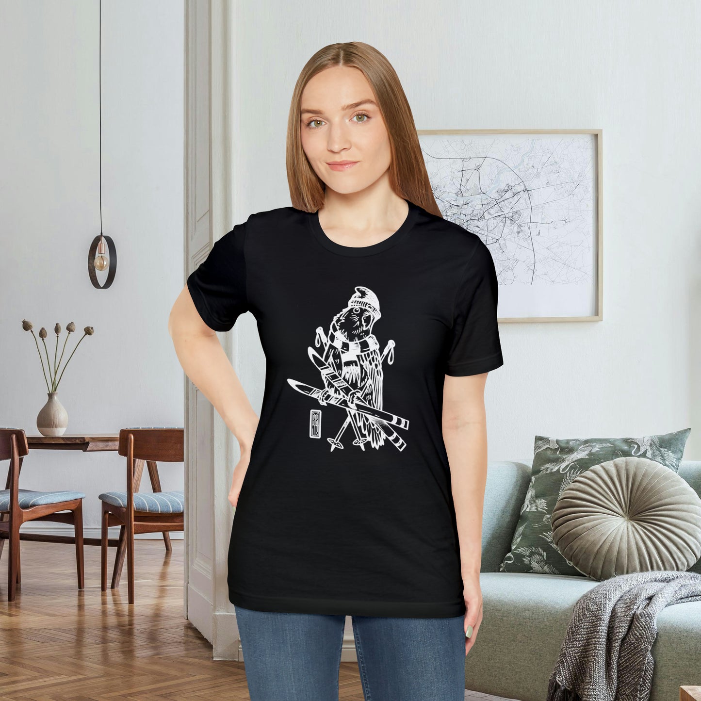 Lovebird Goes Skiing, Line Art Tee