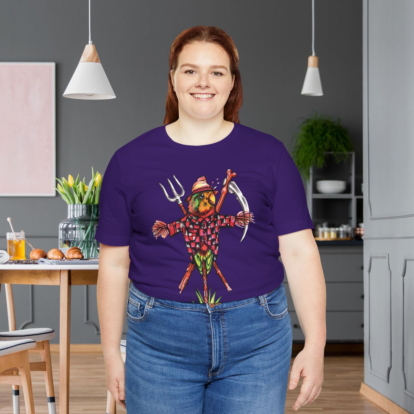 Scarecrow Lovebird, Hand-Drawn & Hand-Colored Tee
