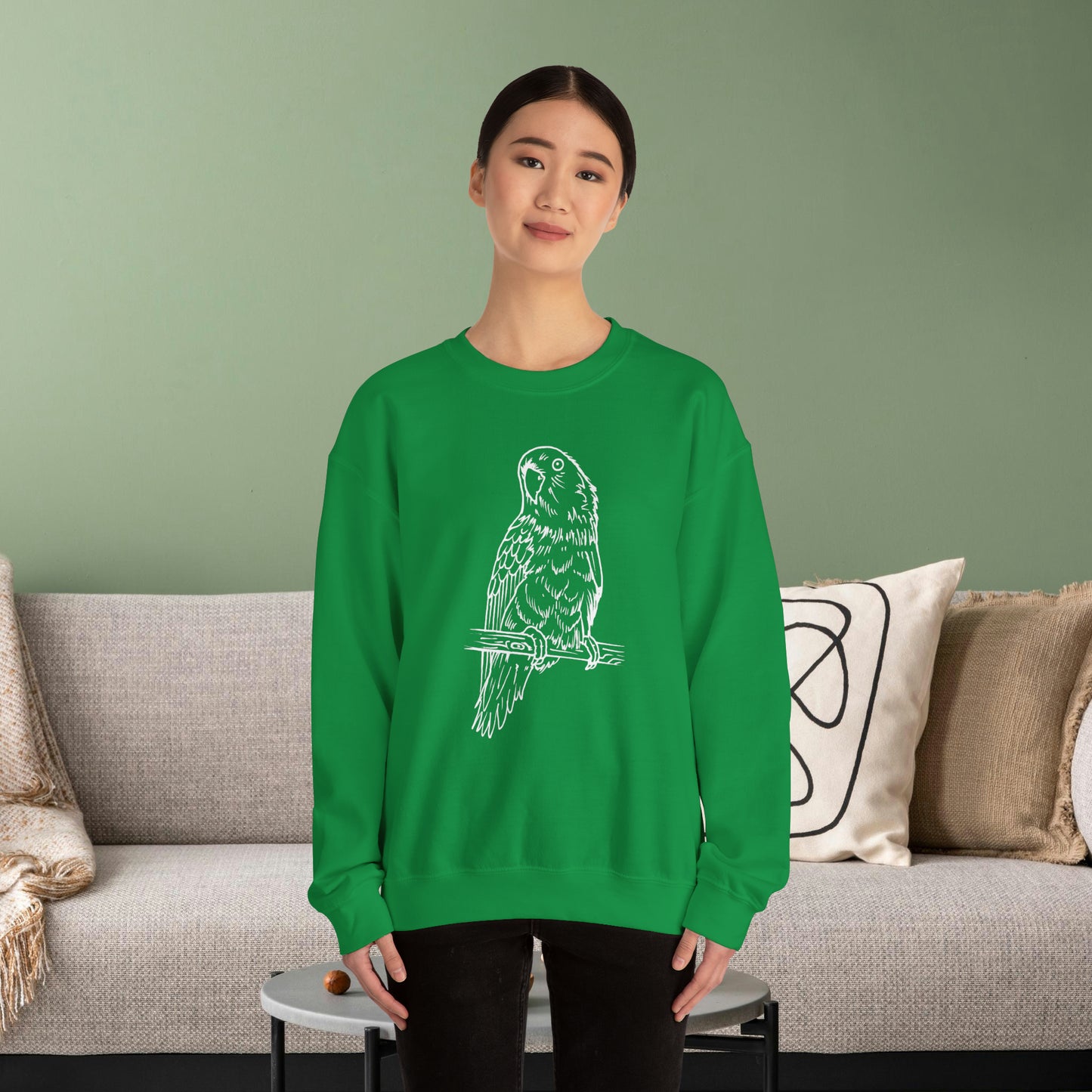 Lovebird Cutie Pie, Line Art Crew Neck Sweatshirt
