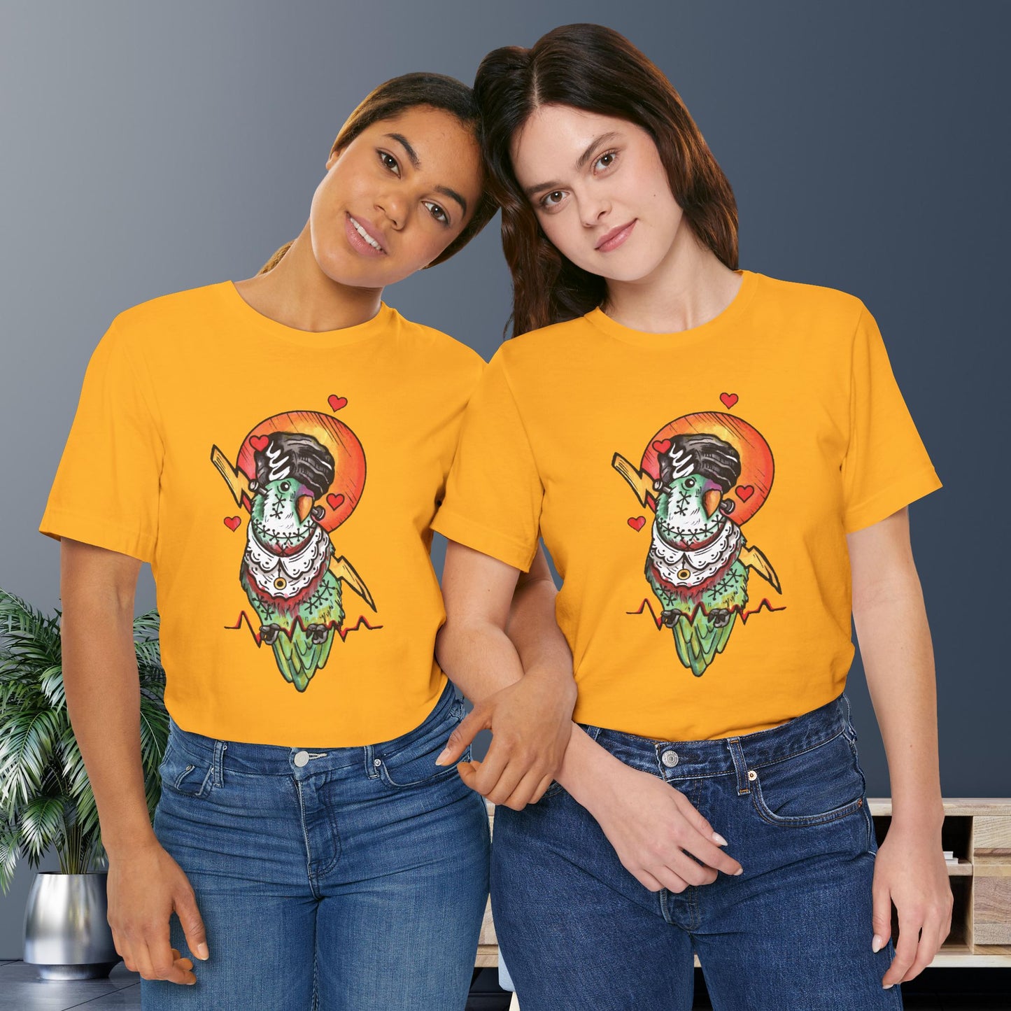 Bride of Frankenstein Lovebird, Hand-Drawn & Hand-Colored Tee