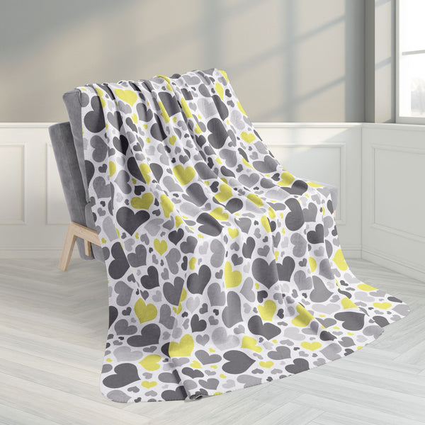 60" × 80" Demigender Pride Hearts White Fleece Sherpa Blanket
