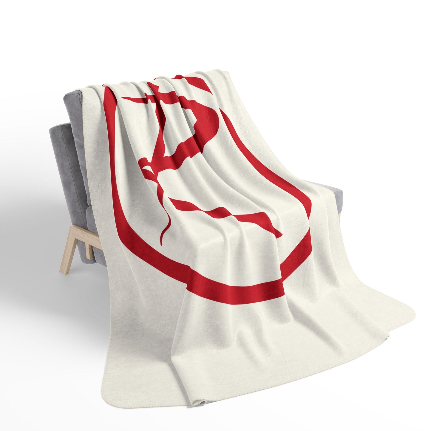 Rambler Red Logo Cream Fleece Sherpa Blanket