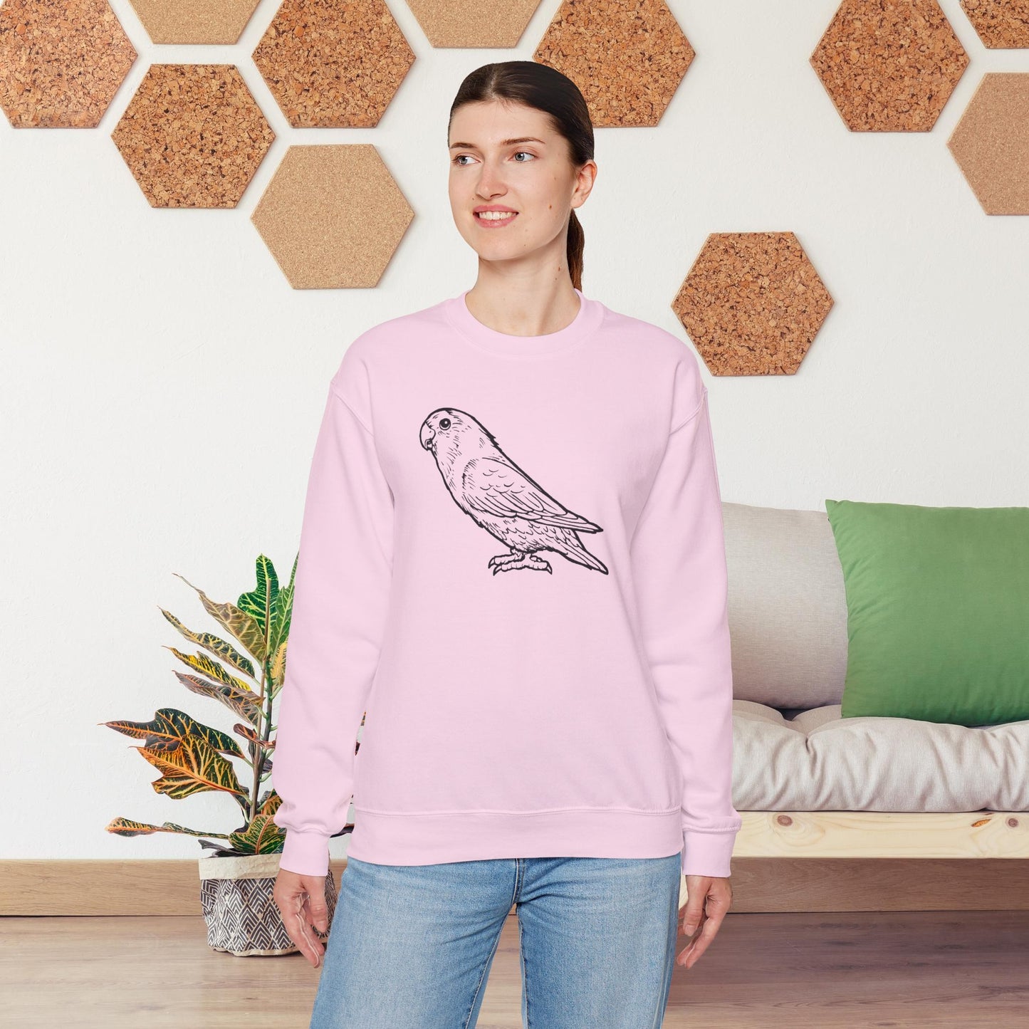 Holly Girl, Sweat-shirt à col rond Lovebird Line Art