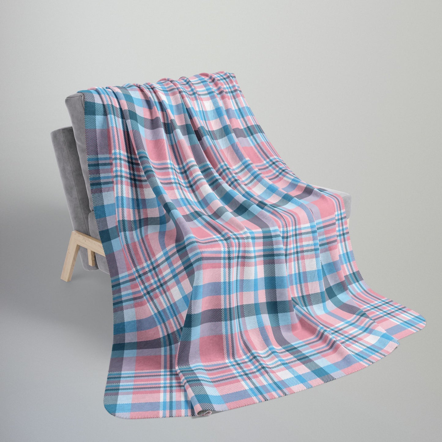 Transgender Pride Plaid Fleece Sherpa Blanket