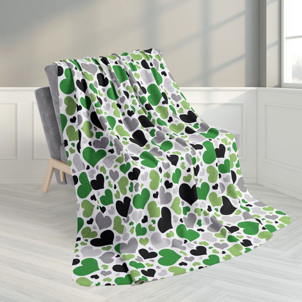 60" × 80" Aromantic Pride Hearts White Fleece Sherpa Blanket