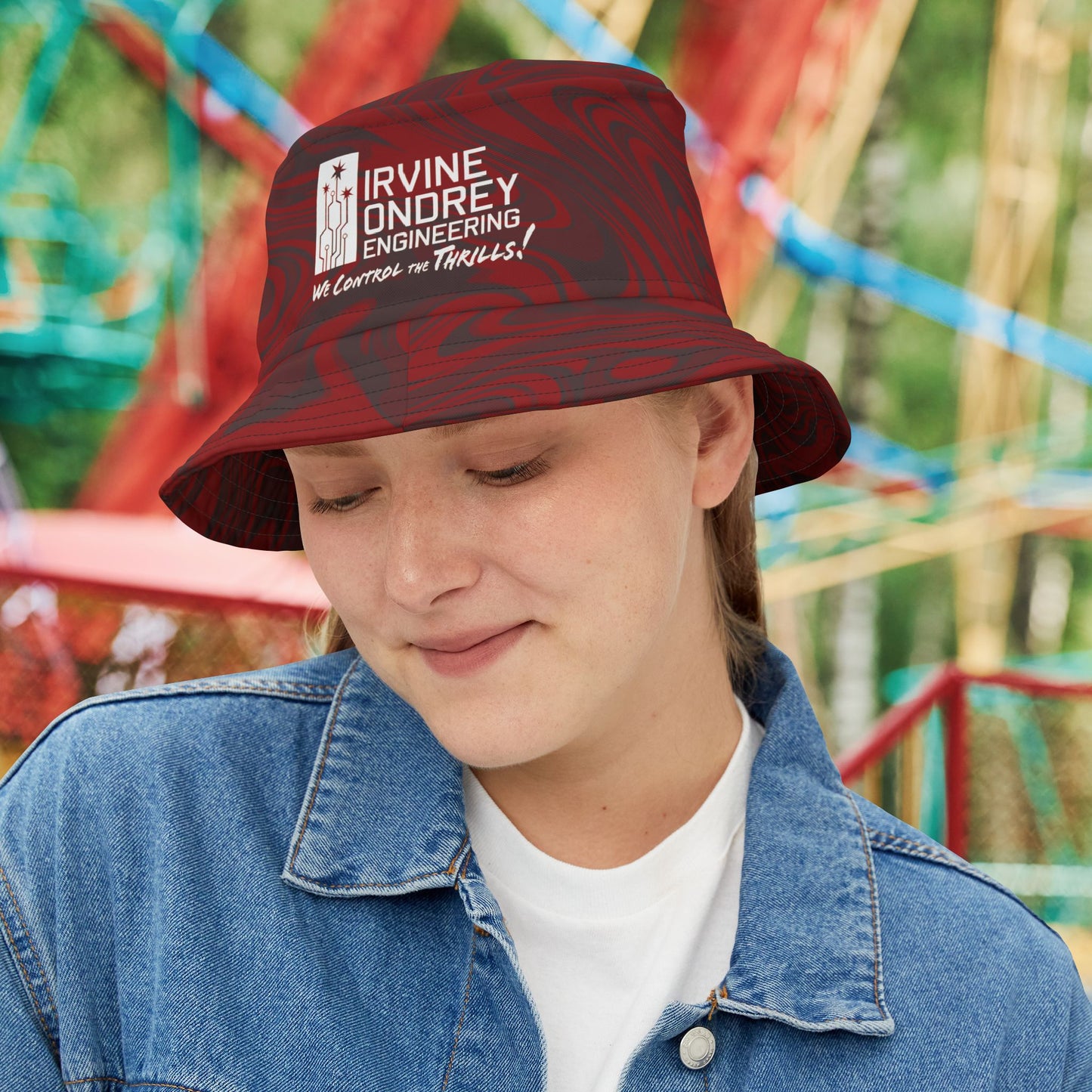 Red Swirl Bucket Hat • Irvine Ondrey Engineering