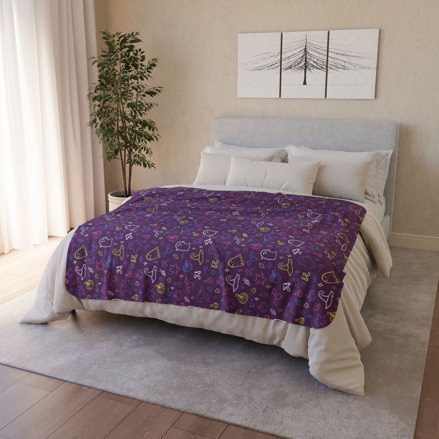 Bigender Yellow Pride Halloween Fleece Sherpa Blanket