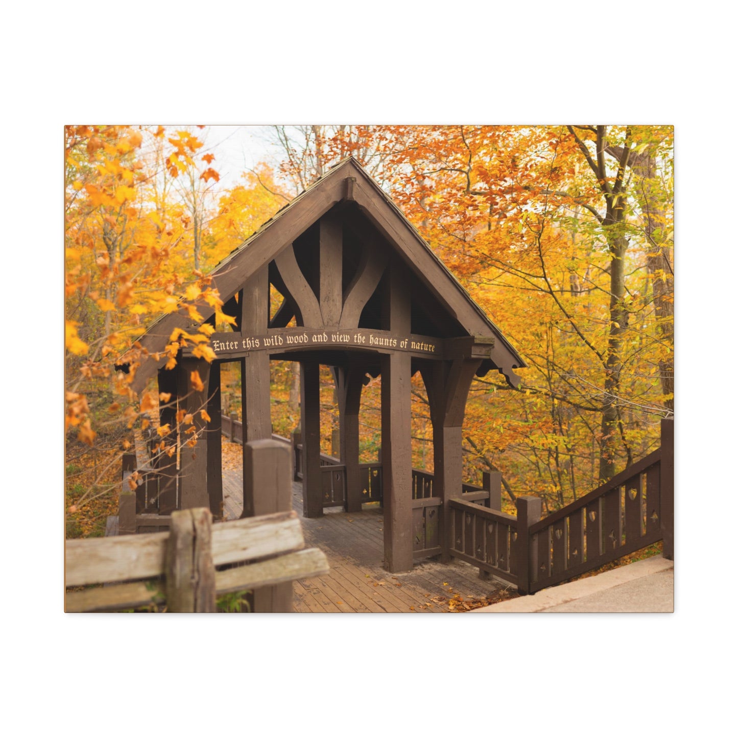 7 Bridges Trail’s Covered Bridge at Grant Park in South Milwaukee Wisconsin, Photography Canvas Wrap Wall Art
