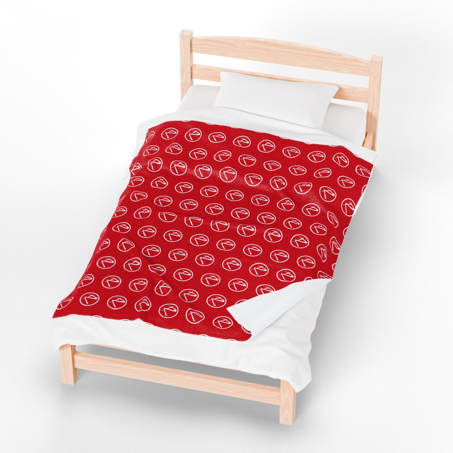Velveteen Plush White Rambler Logo Red Blanket