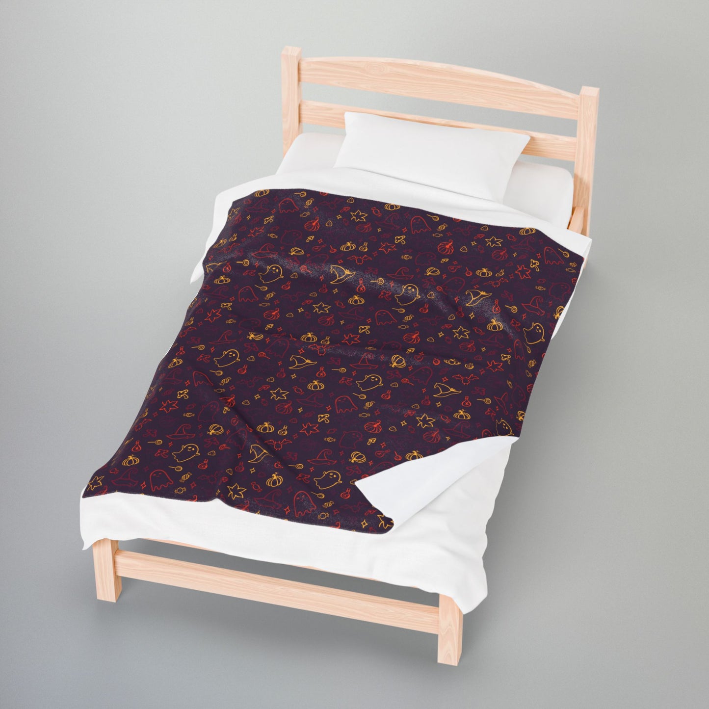 Halloween Maroon Multiolor Pattern Plaid Velveteen Plush Blanket