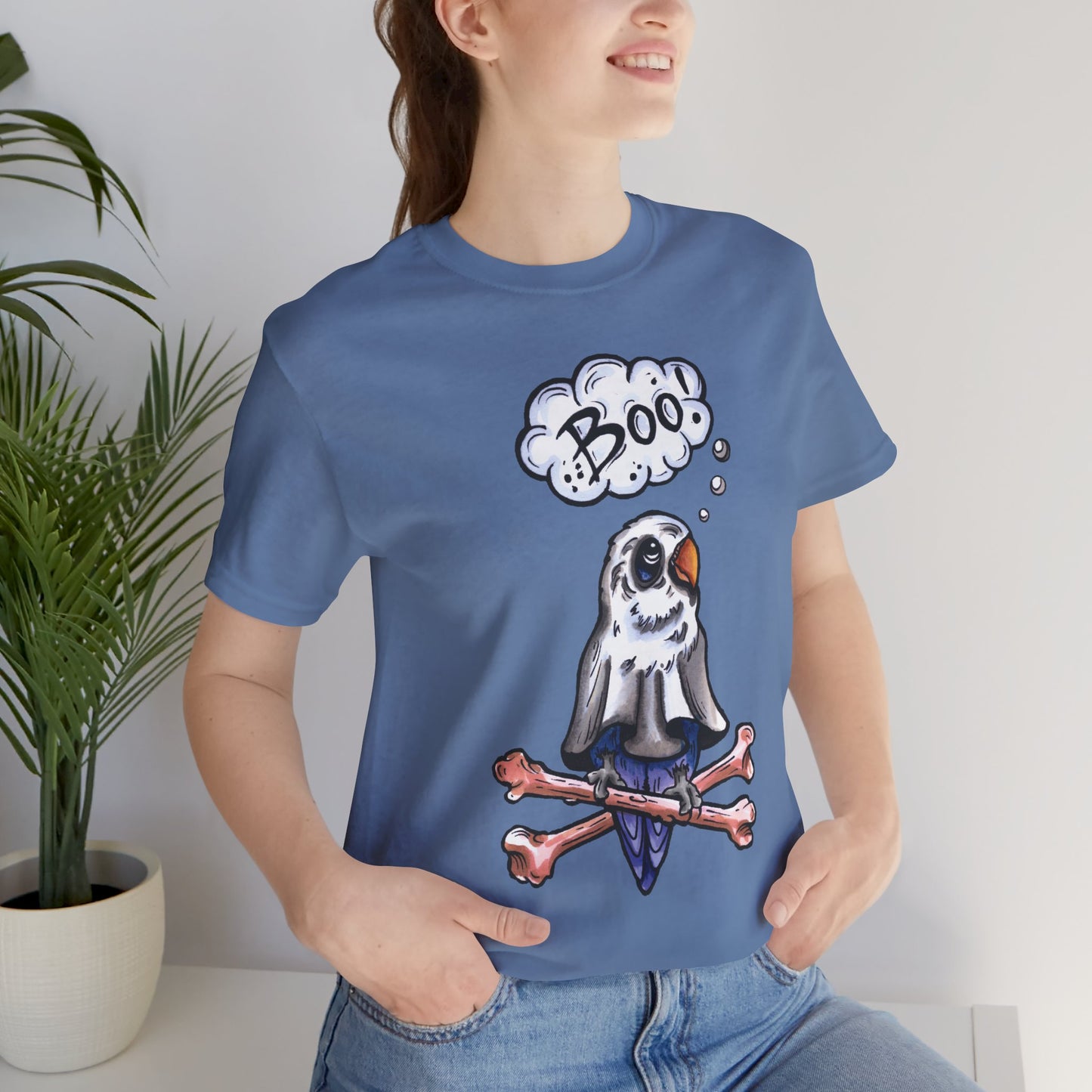 Ghost Lovebird Boo! Hand-Drawn & Hand-Colored Tee
