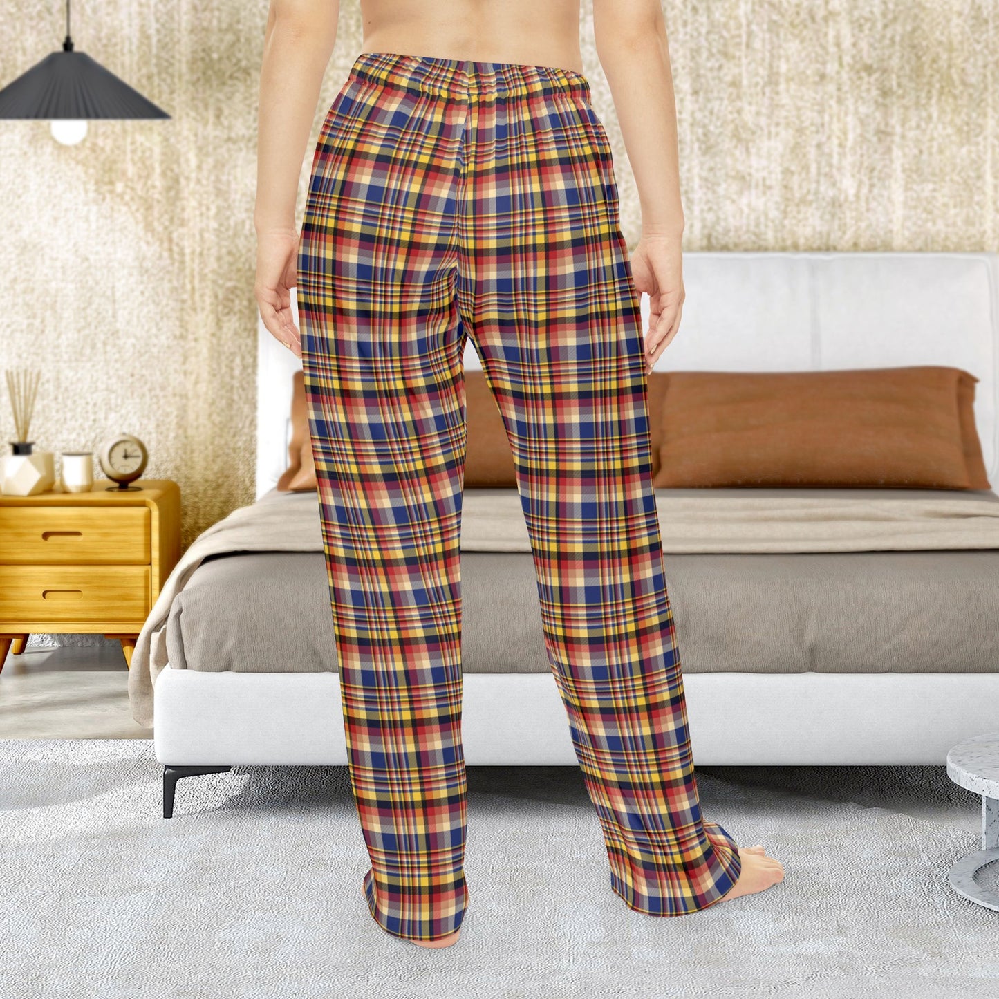 Women’s Blue, Cream & Yellow Tampa FL Plaid Pajama Pants