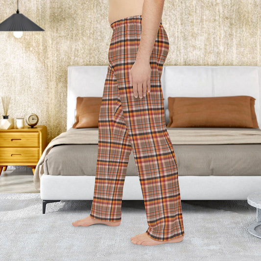 Men’s Brown, Red & Orange Ohio Plaid Pajama Pants