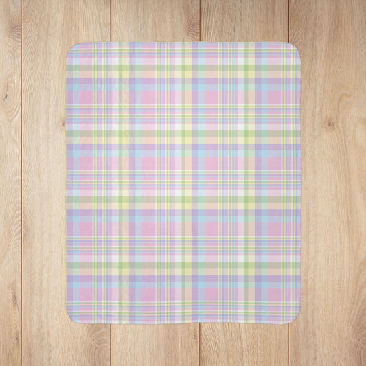 Easter Pastel Plaid Fleece Sherpa Blanket
