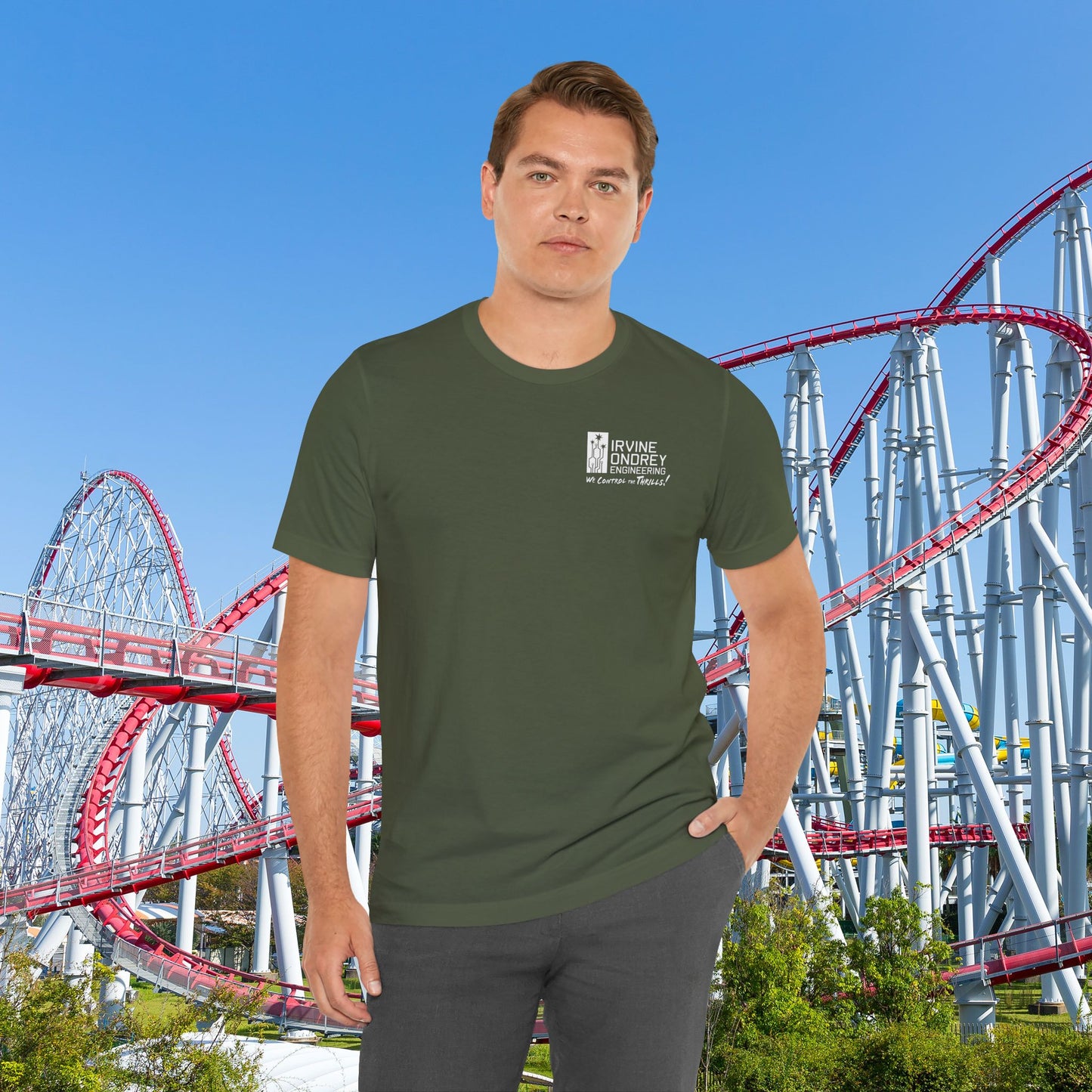 I Just Wanna Play Mini Golf & Ride Roller Coasters Tee (BACK graphic) • Irvine Ondrey Engineering