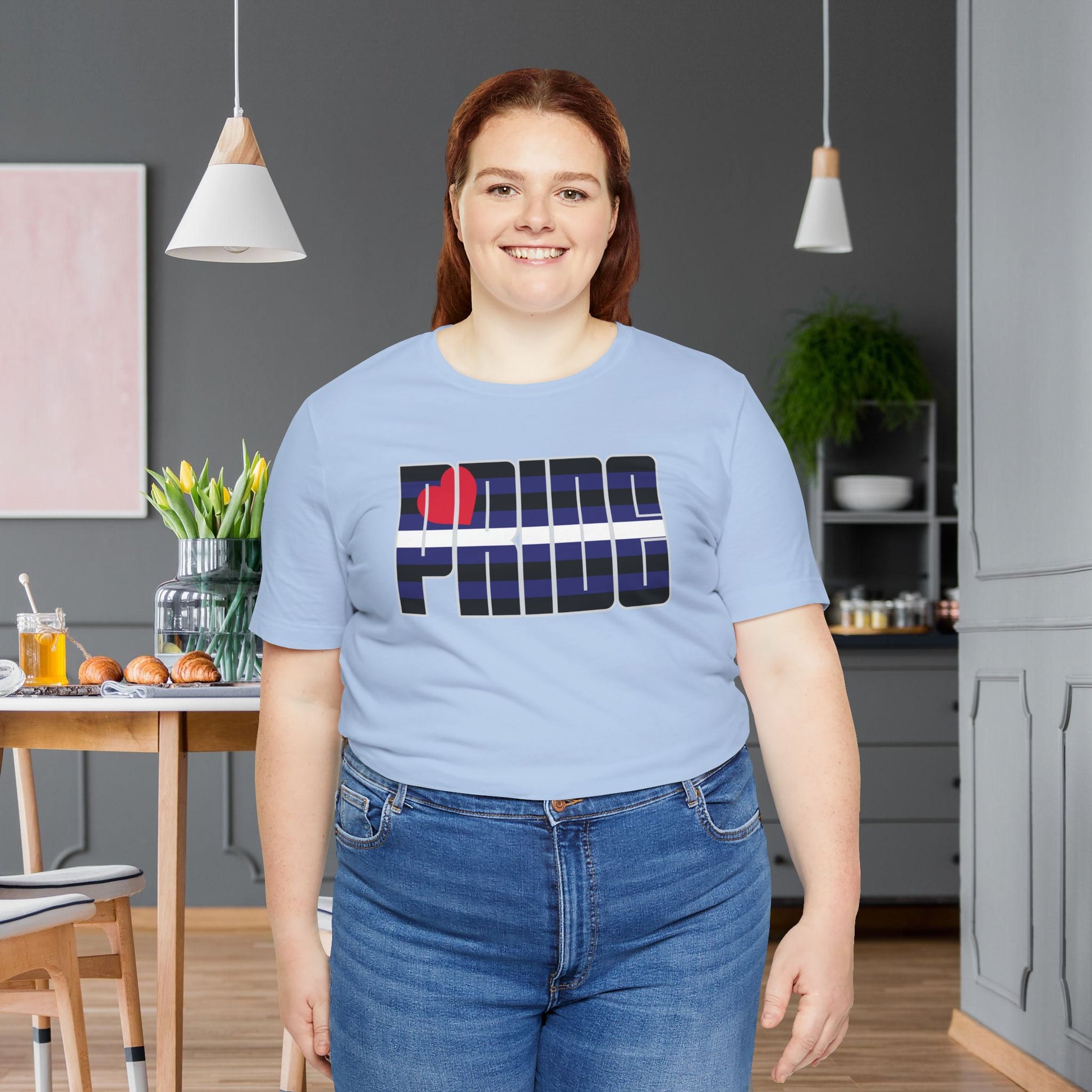 Baby Blue Leather Pride Tee