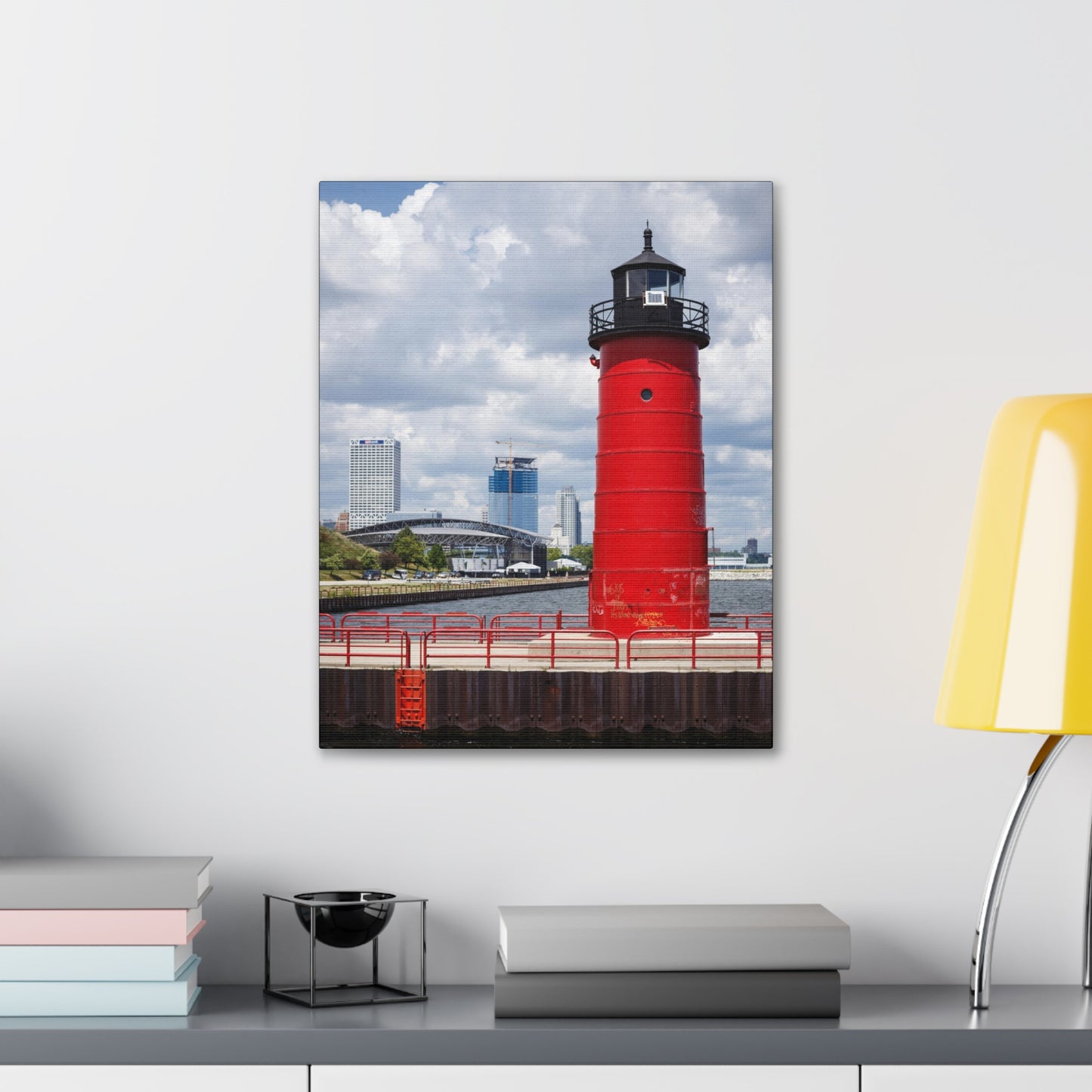 Phare et horizon de Milwaukee Wisconsin ; Milwaukee Pierhead Light, Photographie Toile Wrap Wall Art