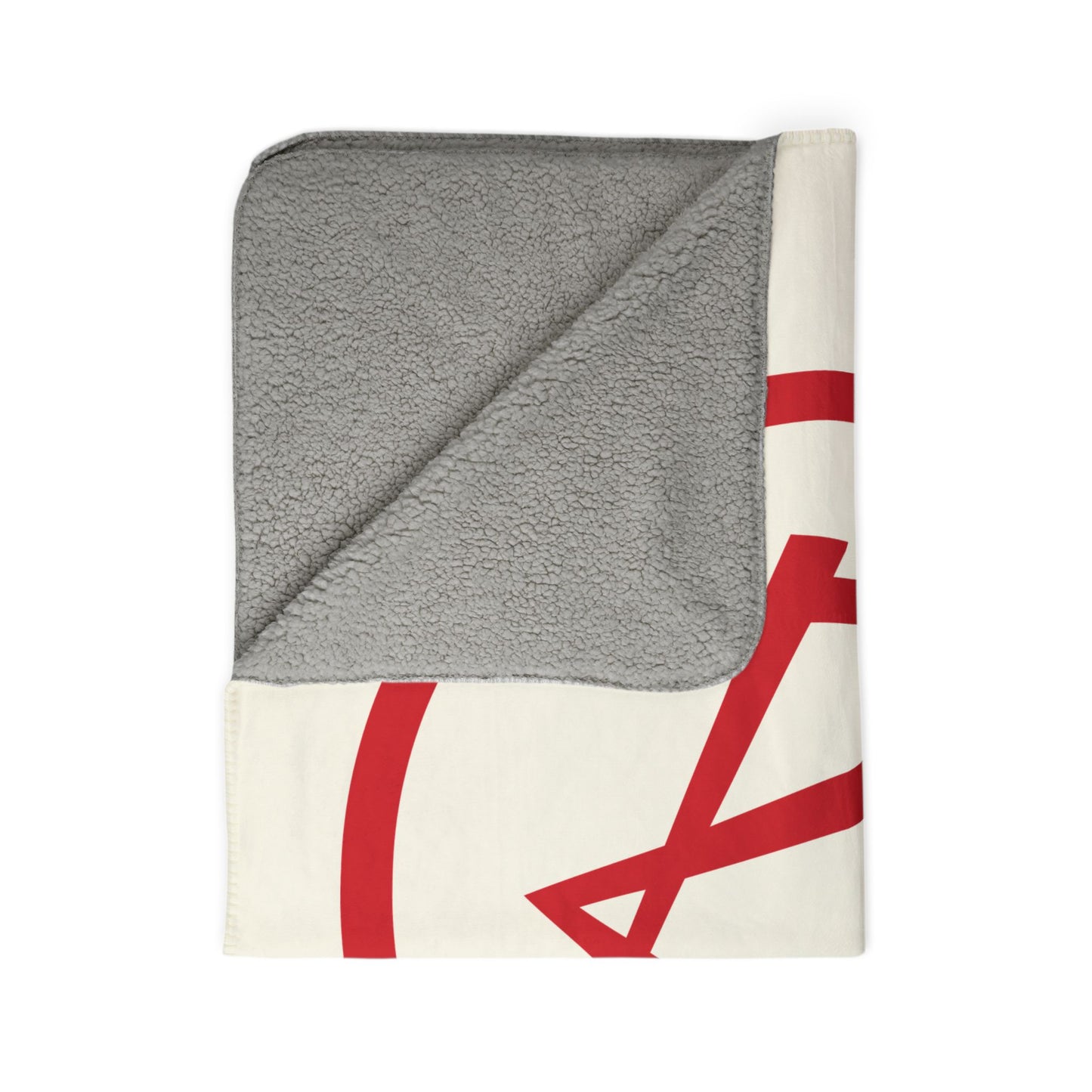 Rambler Red Logo Cream Fleece Sherpa Blanket