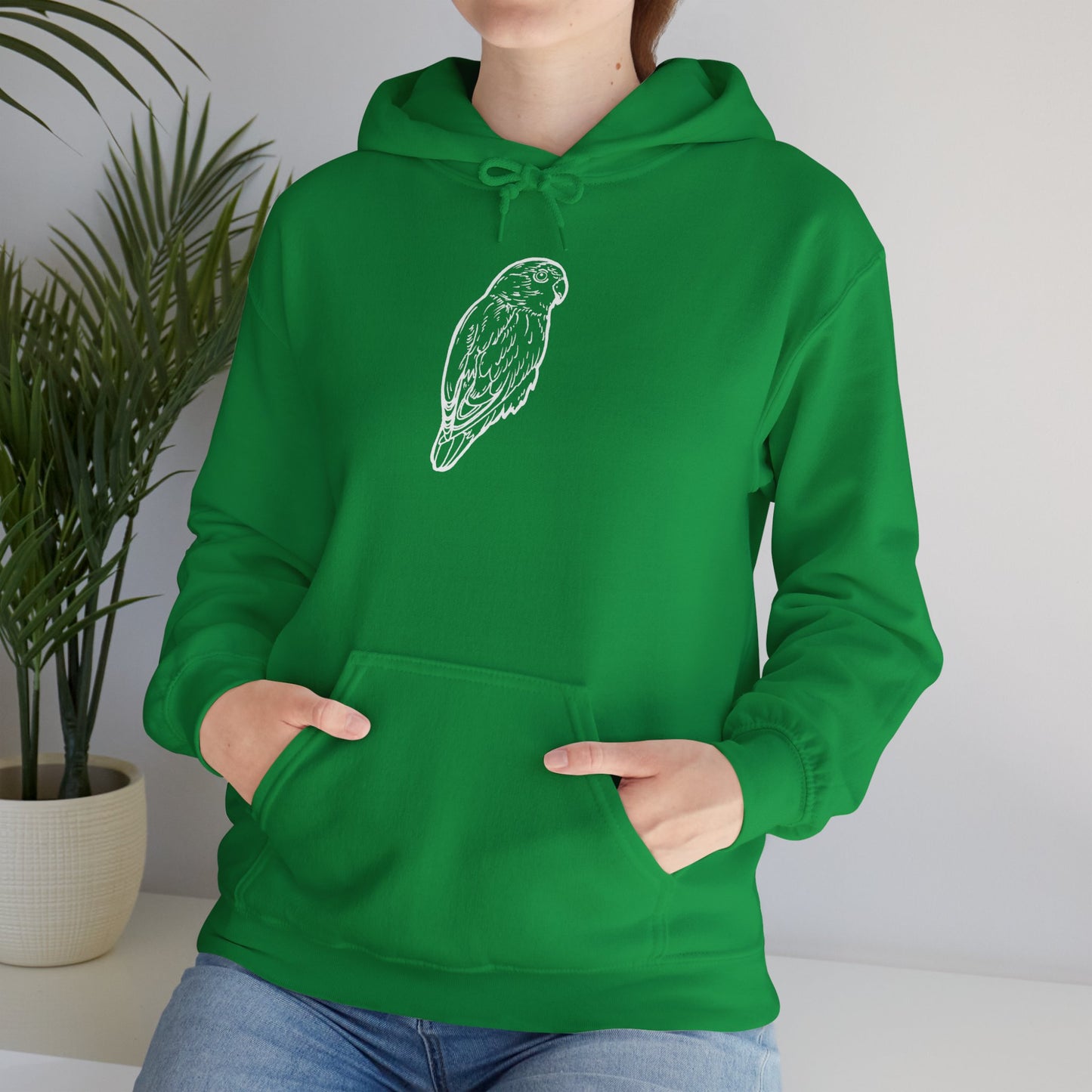 Cuddly Lovebird, Line Art Hoodie