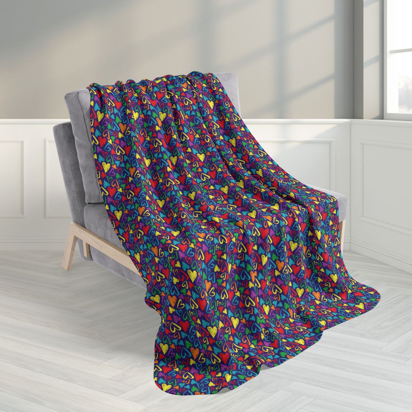 Rainbow Pride Hearts Fleece Sherpa Blanket