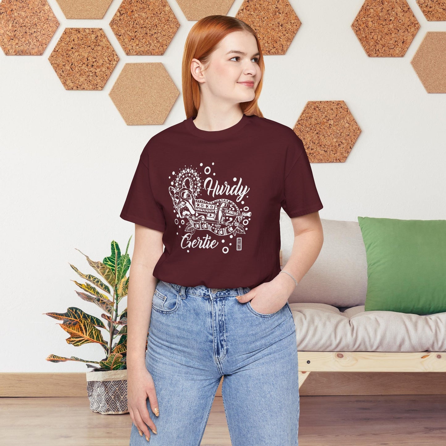 Hurdy Gertie Tee, Frenchton Dog Line Art Shirt
