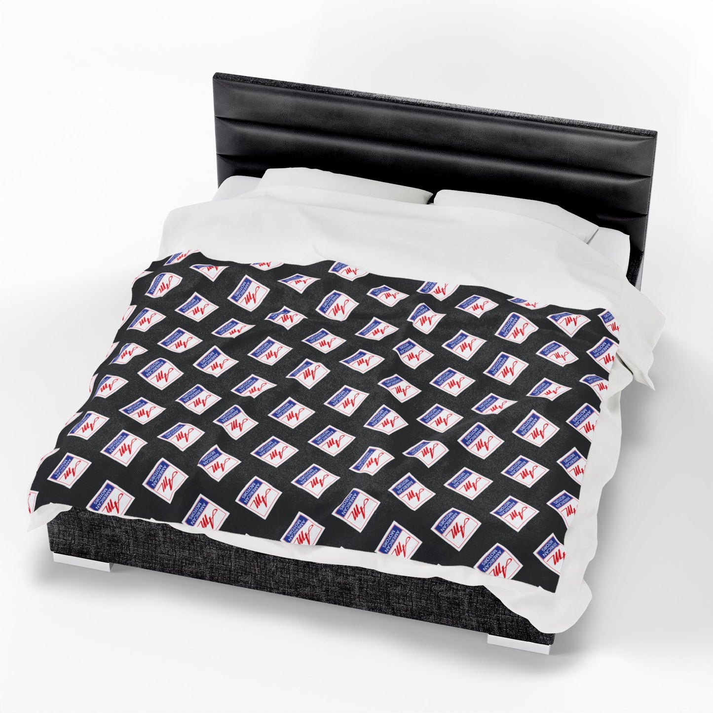 Velveteen Plush AMC American Motors Square Logo Black Blanket
