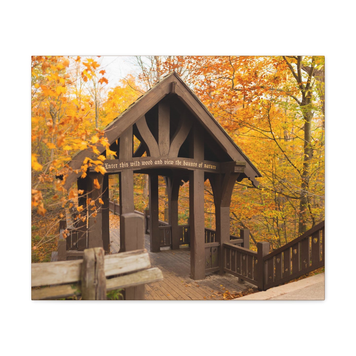7 Bridges Trail’s Covered Bridge at Grant Park in South Milwaukee Wisconsin, Photography Canvas Wrap Wall Art