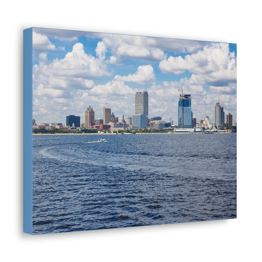Milwaukee Wisconsin Skyline from Lake Michigan, Photography Canvas Wrap Wall Art