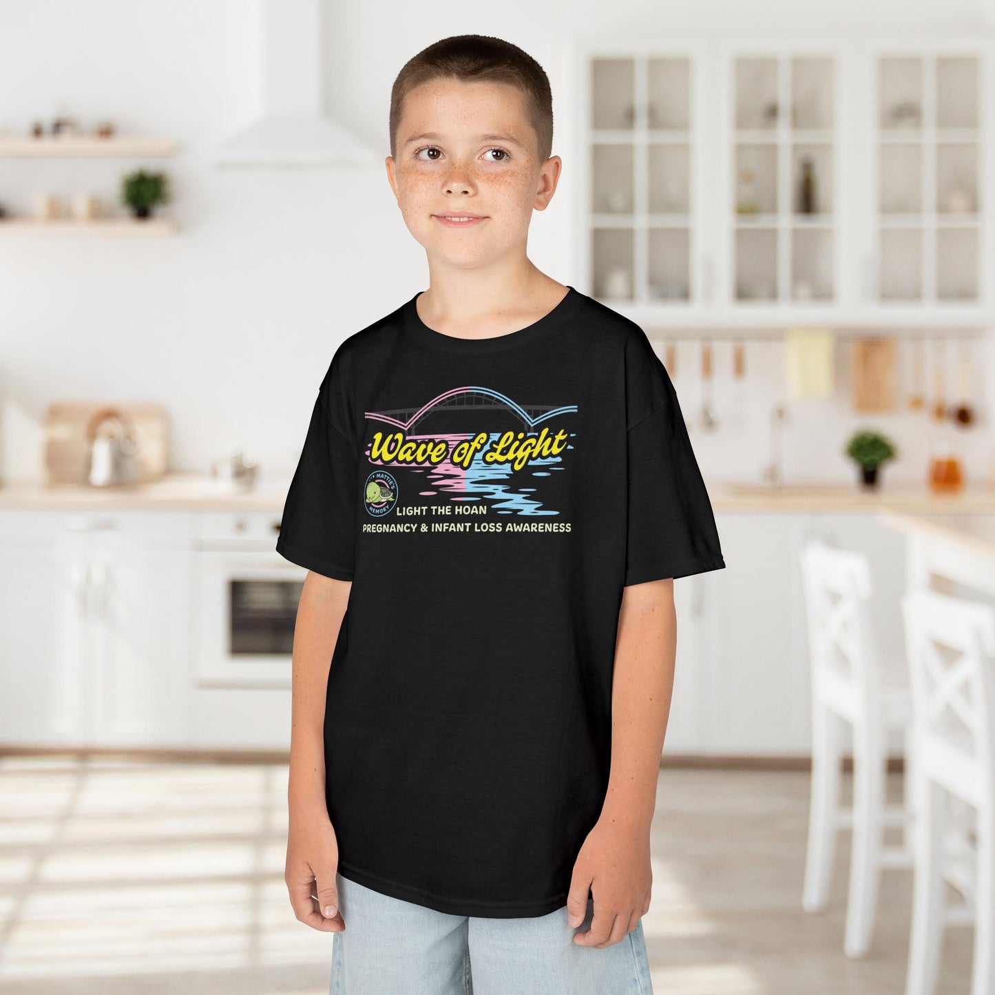 Mattie's Memory Kid's Wave of Light, Light the Hoan Bridge Tee, Milwaukee Wisconsin Infant & Pregnancy Loss Charity
