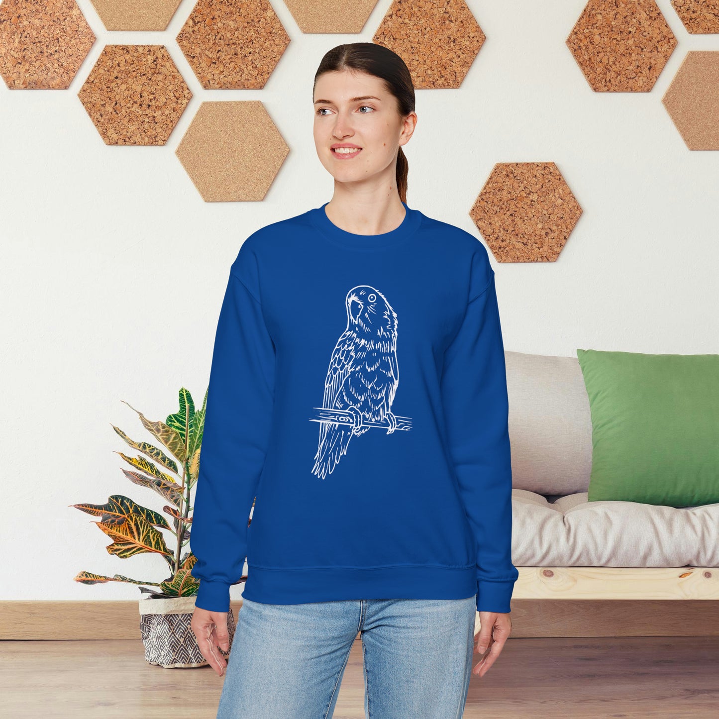 Lovebird Cutie Pie, Line Art Crew Neck Sweatshirt