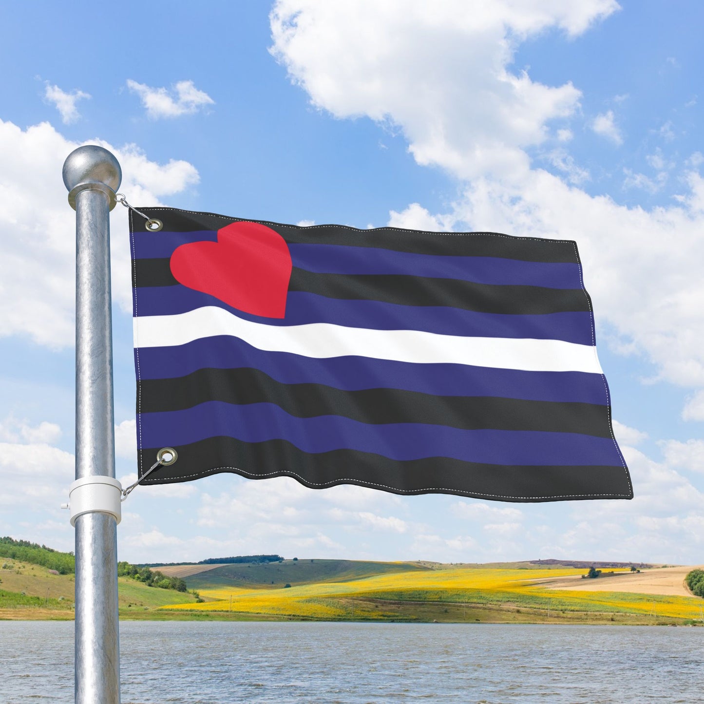 Leather Pride Flag, with Left or Right Side Grommets