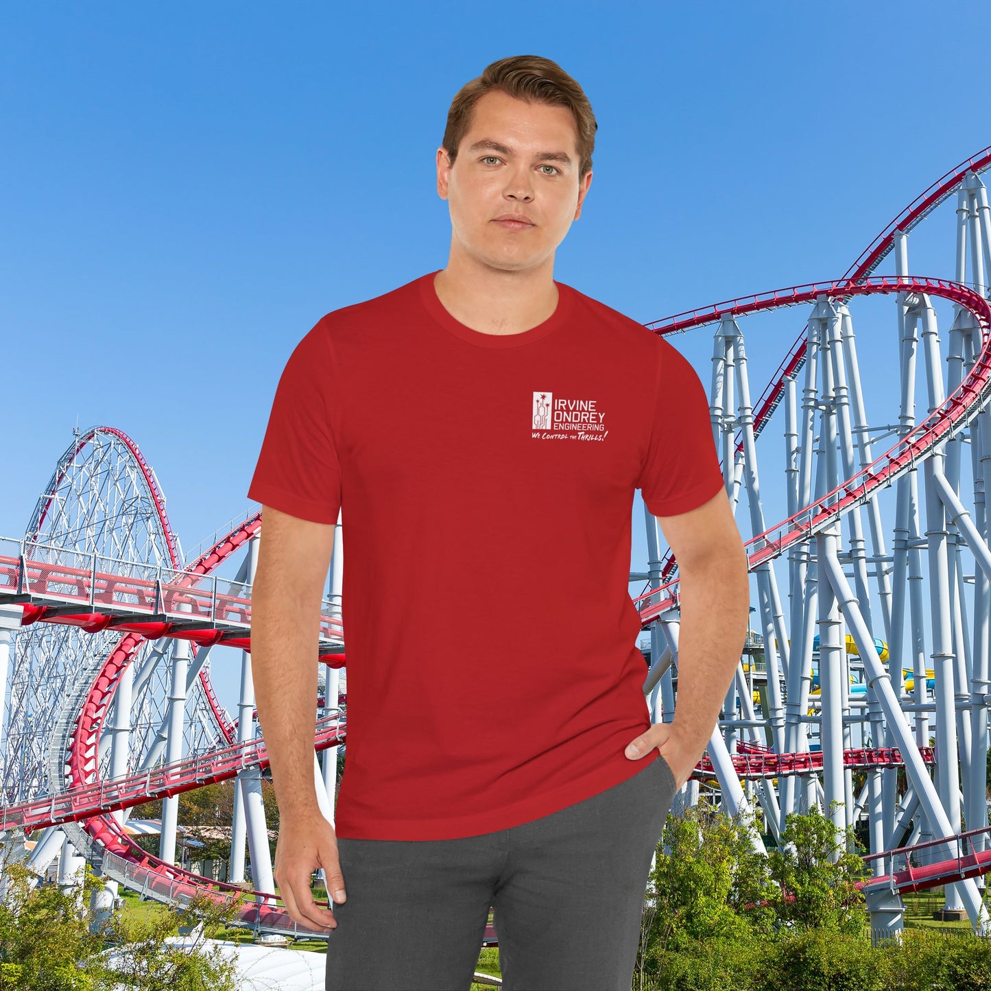 I Just Wanna Watch Hockey & Ride Roller Coasters Tee (BACK graphic) • Irvine Ondrey Engineering