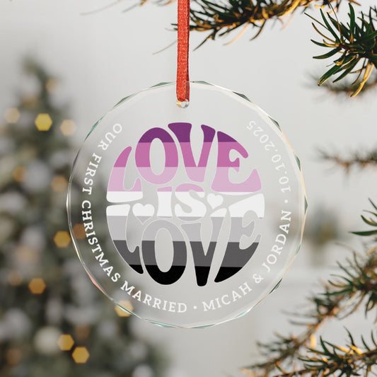 Custom Crystal Love is Love Straight Queer Pride 3" Circle Ornament