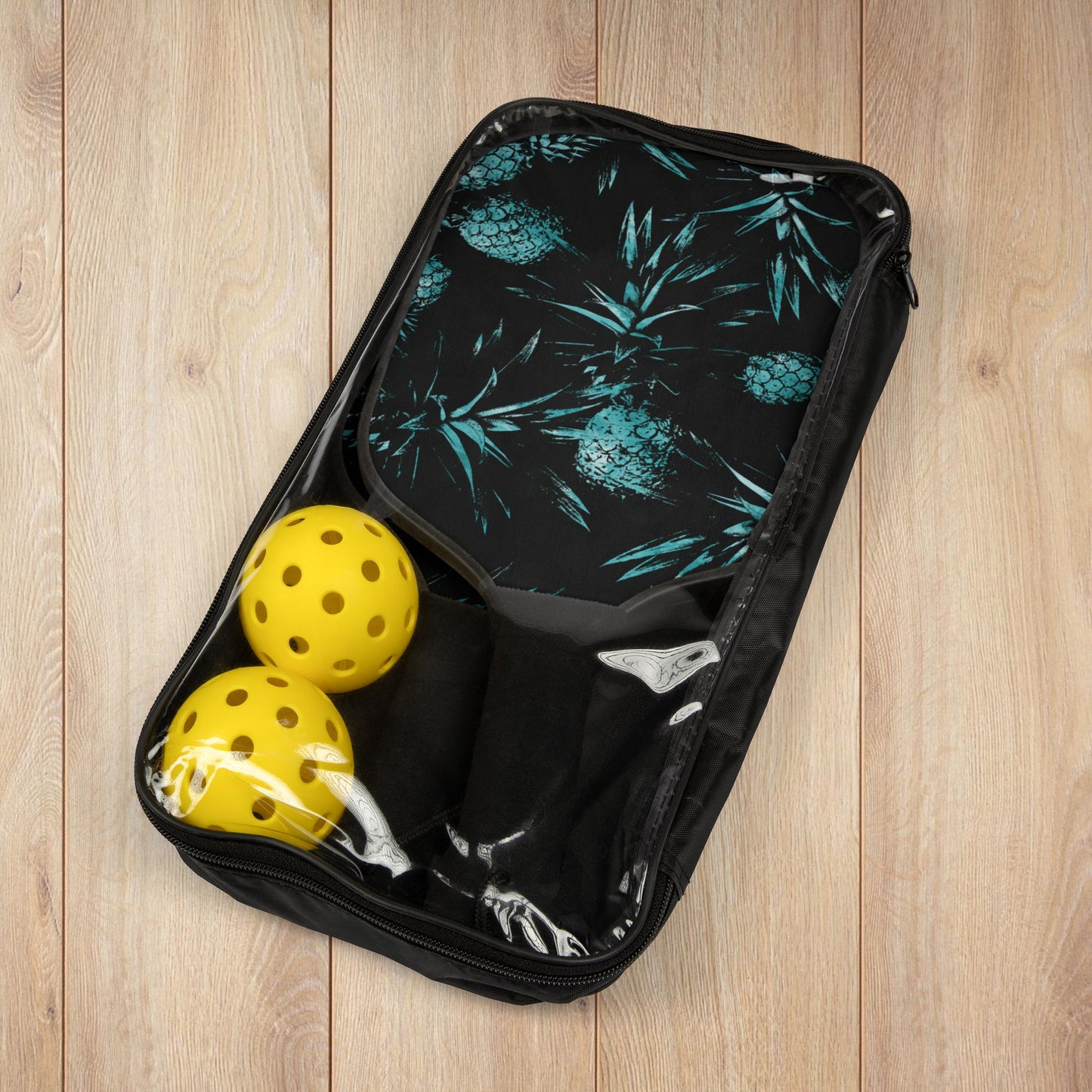 Black & Turquoise Pineapple Pickleball Paddles