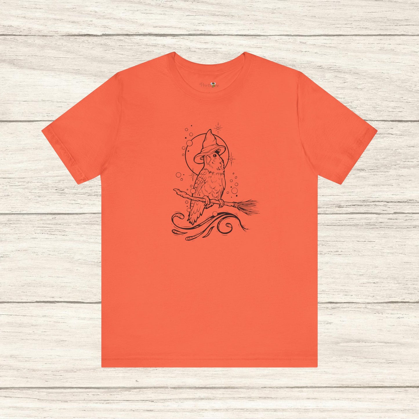 Lovebird Witch on a Broom, Line Art Tee