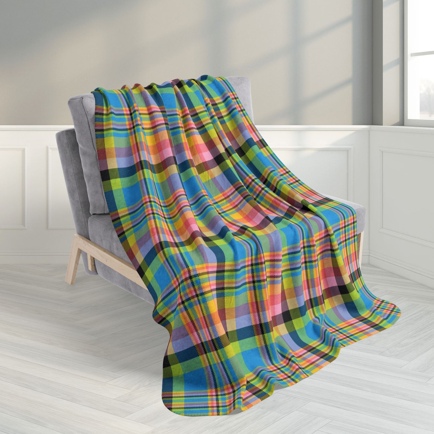 50" × 60" Queer Pride Plaid Fleece Sherpa Blanket