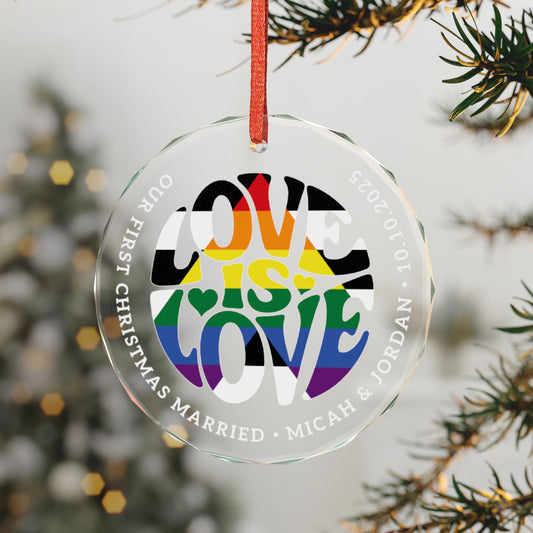 Custom Crystal Love is Love Ally 3" Circle Ornament