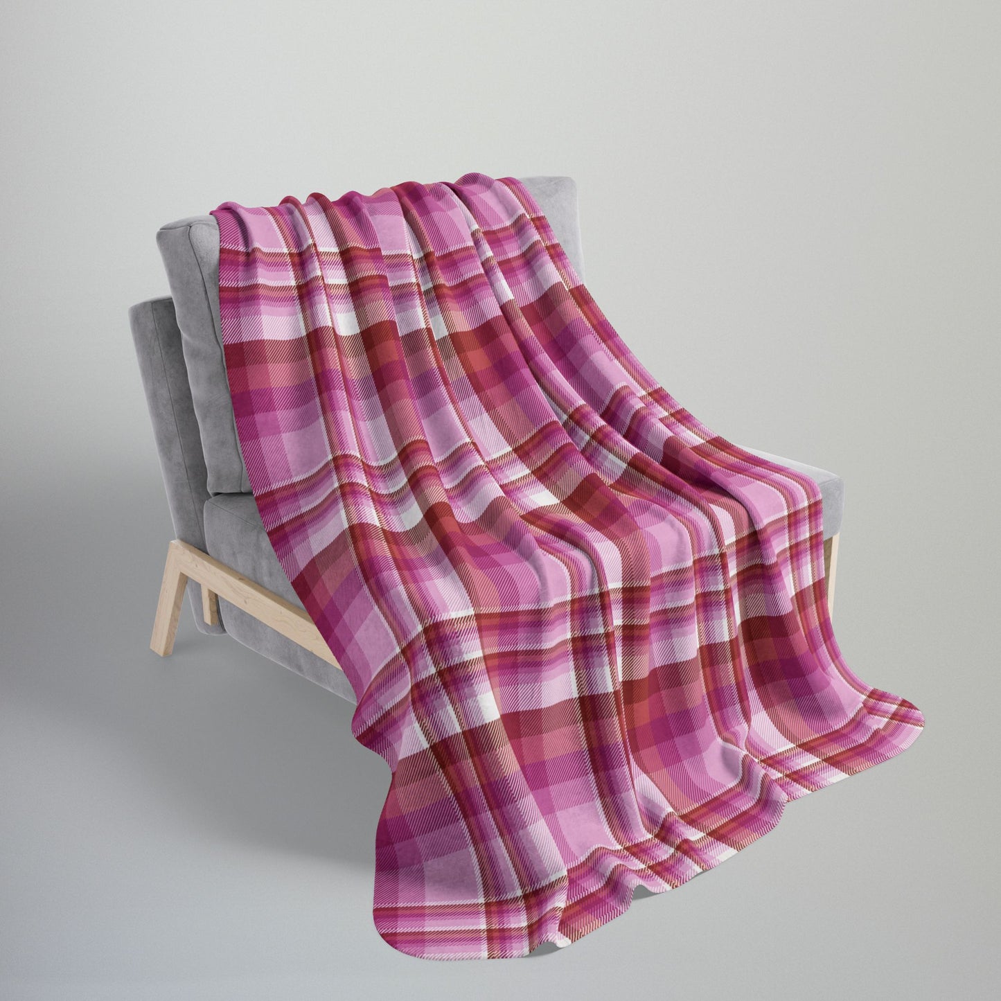Lesbian Pink Pride Plaid Fleece Sherpa Blanket