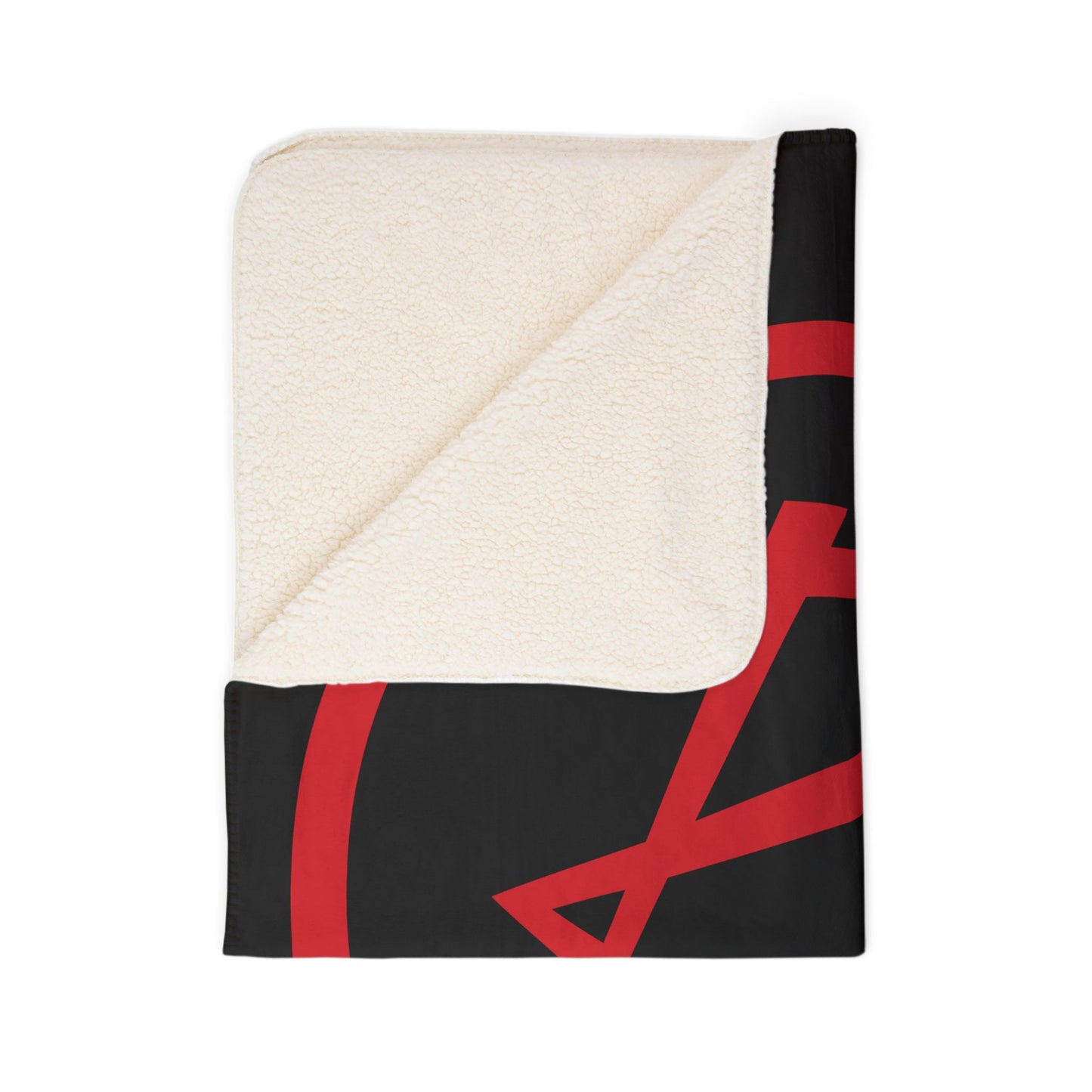 Rambler Red Logo Black Fleece Sherpa Blanket